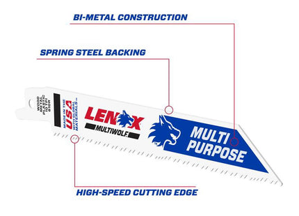 Lenox Multiwolf Wave Edge Reciprocating Saw Blade 152 X 19 X 0.9mm 10 Tpi (Pack 25)