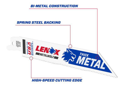 Lenox Metalwolf Wave Edge Reciprocating Saw Blade 152 X 19 X 0.9mm 14 Tpi (Pack 25)