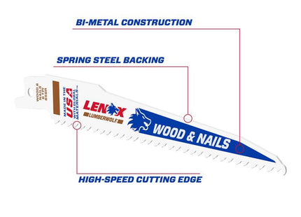 Lenox Lumberwolf Reciprocating Saw Blade 152 X 19 X 1.3mm 6 Tpi (25 Pack)