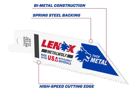Lenox Metalwolf Wave Edge Reciprocating Saw Blade 102 X 19 X 0.9mm 14 Tpi (Pack 5)