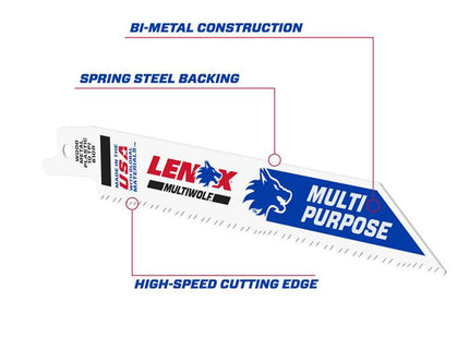 Lenox Multiwolf Wave Edge Reciprocating Saw Blade 152 X 19 X 0.9mm 10 Tpi (Pack 5)