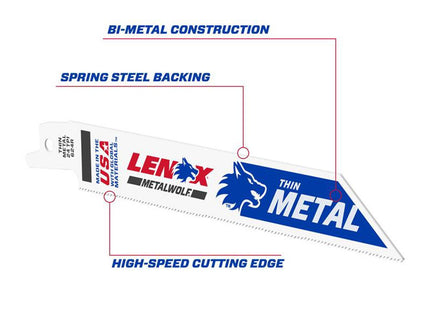 Lenox Metalwolf Wave Edge Reciprocating Saw Blade 152 X 19 X 0.9mm 24 Tpi (Pack 5)
