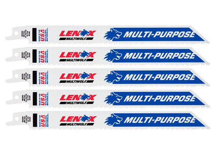 Lenox Multiwolf Wave Edge Reciprocating Saw Blade 203 X 19 X 1.3mm 10 Tpi (Pack 5)