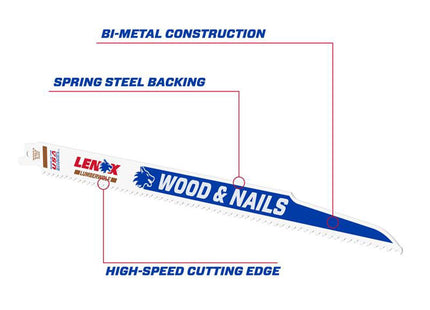 Lenox Lumberwolf Reciprocating Saw Blade 305 X 19 X 1.3mm 6 Tpi (Pack 5)