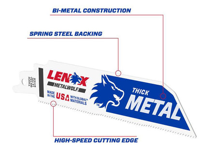 Lenox Multiwolf Wave Edge Reciprocating Saw Blade 152 X 25 X 1.1mm 14 Tpi (Pack 5)