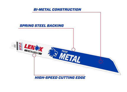 Lenox Metalwolf Wave Edge Reciprocating Saw Blade 305 X 25 X 1.07mm 14 Tpi (Pack 5)