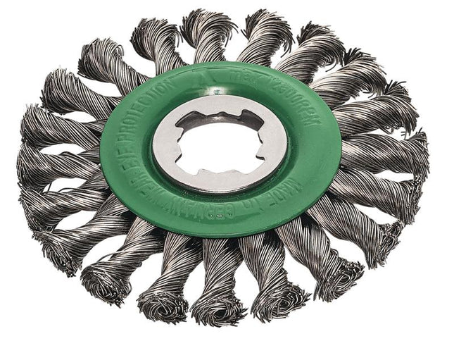 Lessmann X-Lock Stainless Steel Knot Wheel Brush 115mm Non Spark 