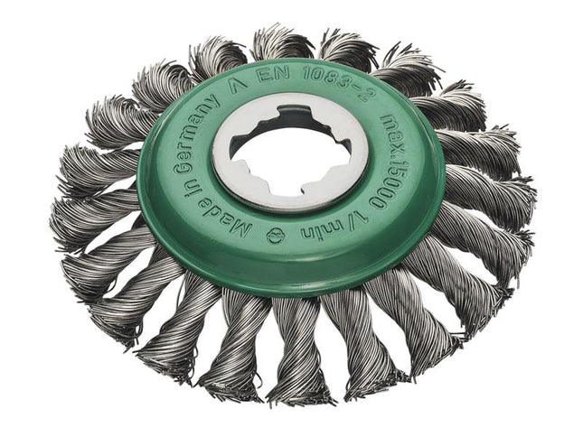 Lessmann X-Lock Stainless Steel Knot Bevel Brush 115mm Non Spark 