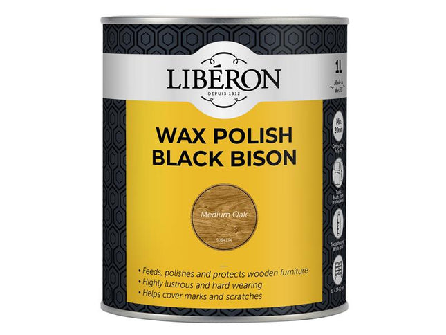 Liberon Black Bison Wax Paste Medium Oak 1kg                                            