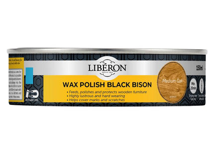 Liberon Black Bison Wax Paste Medium Oak 150ml 