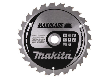 Makita B-32708 MAKBLADE Mitre Saw Blade 190 x 20mm x 24T MAKB32708