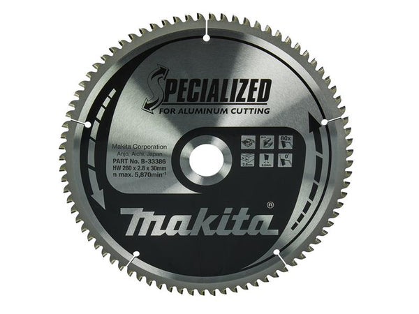 Makita B-33386 Specialized Aluminium Saw Blade 260 x 30mm x 80T MAKB33386
