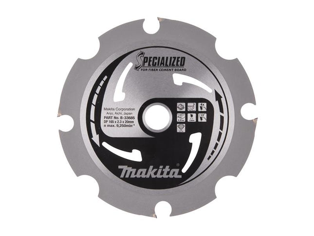 Makita B-33685 Specialized Blade for Fibre Cement Board 165 x 20mm x 4T MAKB33685