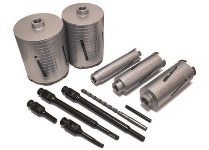Mexco Slotted Dry Core Drill X90 Grade Kit, 11 Piece