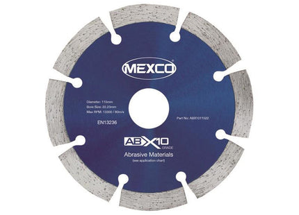 Mexco Abrasive Materials X10 Grade Diamond Blade 115 X 22.23Mm