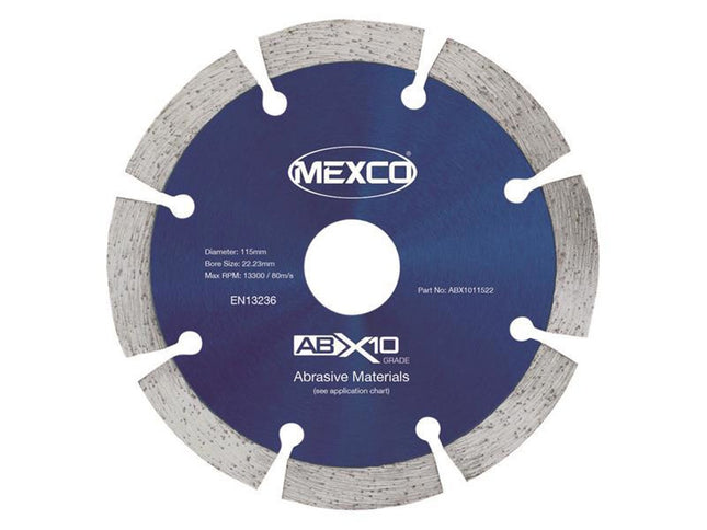 Mexco Abrasive Materials X10 Grade Diamond Blade 115 X 22.23Mm
