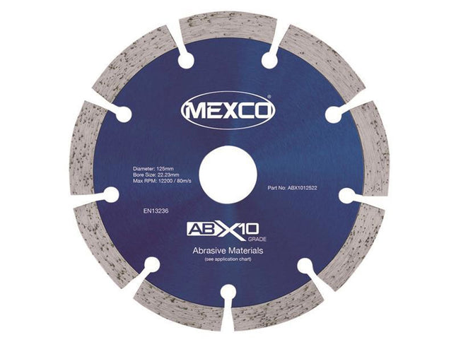 Mexco Abrasive Materials X10 Grade Diamond Blade 125 X 22.23Mm