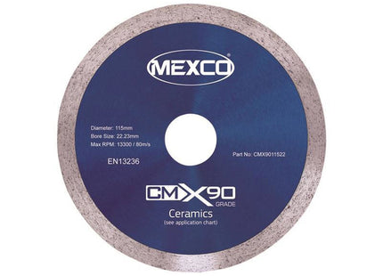 Mexco X90 Grade Ceramic Materials Diamond Blade 115 X 22Mm
