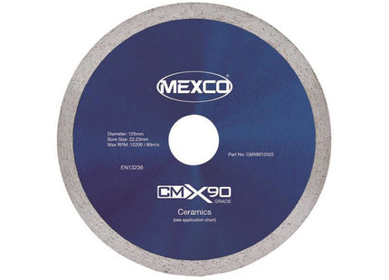 Mexco X90 Grade Ceramic Materials Diamond Blade 125 X 22Mm