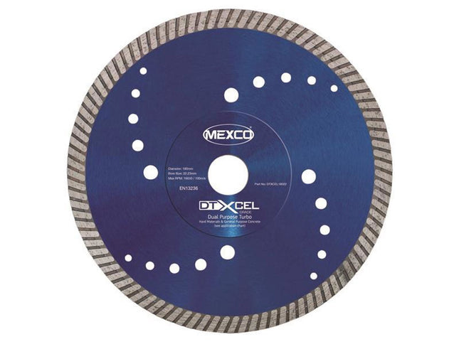 Mexco Xcel Grade Dual Purpose Turbo Diamond Blade 180 X 22Mm