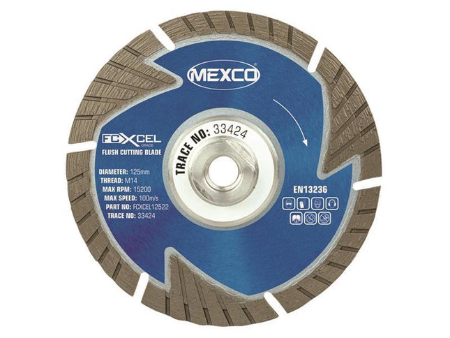 Mexco Fcxcel Grade Flush Cut Diamond Blade 125 X 22Mm