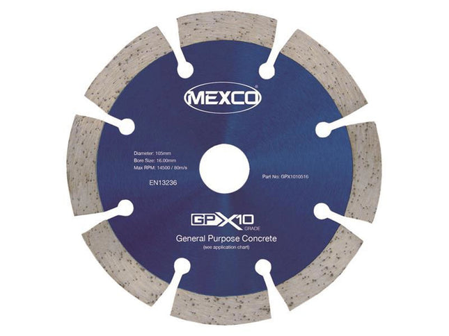 Mexco Gpx10 Concrete Diamond Blade 105 X 16Mm