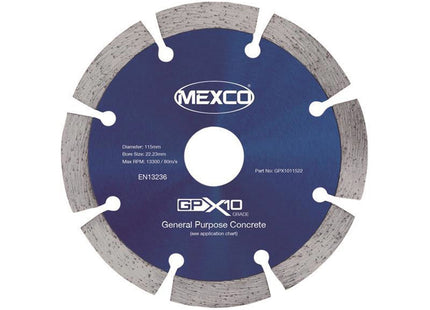 Mexco Gpx10 Concrete Diamond Blade 115 X 22Mm