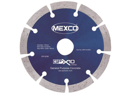 Mexco Gpx10 Concrete Diamond Blade 125 X 22Mm