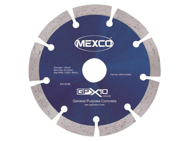 Mexco Gpx10 Concrete Diamond Blade 125 X 22Mm