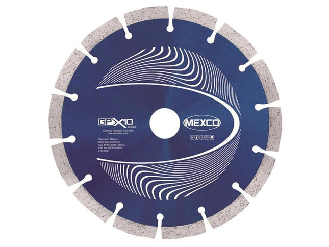 Mexco Gpx10 Concrete Diamond Blade 180 X 22Mm