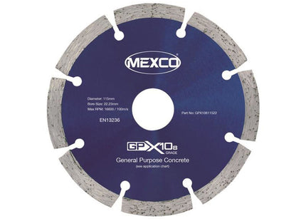 Mexco Gpx10-8 Concrete Diamond Blade 115 X 22Mm