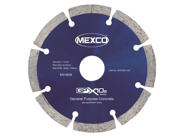 Mexco Gpx10-8 Concrete Diamond Blade 115 X 22Mm