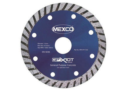 Mexco Gp Concrete Turbo Diamond Blade 115 X 22Mm