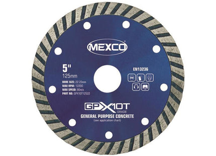 Mexco Gp Concrete Turbo Diamond Blade 125 X 22Mm