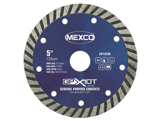 Mexco Gp Concrete Turbo Diamond Blade 125 X 22Mm