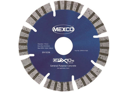 Mexco Gpx10-15 Concrete Diamond Blade 115 X 22Mm