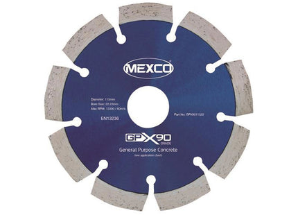 Mexco Gpx90 Concrete Diamond Blade 115 X 22Mm