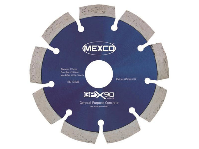 Mexco Gpx90 Concrete Diamond Blade 115 X 22Mm