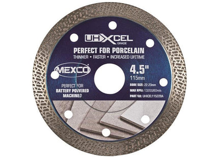 Mexco Uhxcel Grade Porcelain & Ceramic Tile Diamond Blade 115 X 22Mm