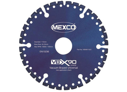 Mexco Vbx90 Grade Universal Diamond Blade 115 X 22Mm