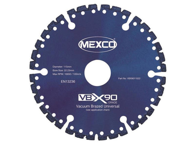 Mexco Vbx90 Grade Universal Diamond Blade 115 X 22Mm