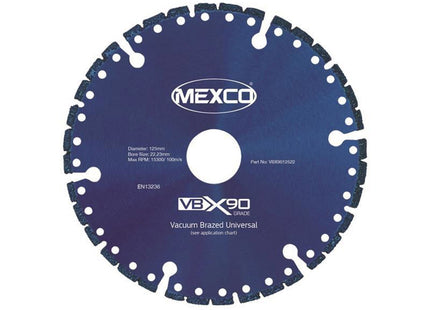 Mexco Vbx90 Grade Universal Diamond Blade 125 X 22Mm