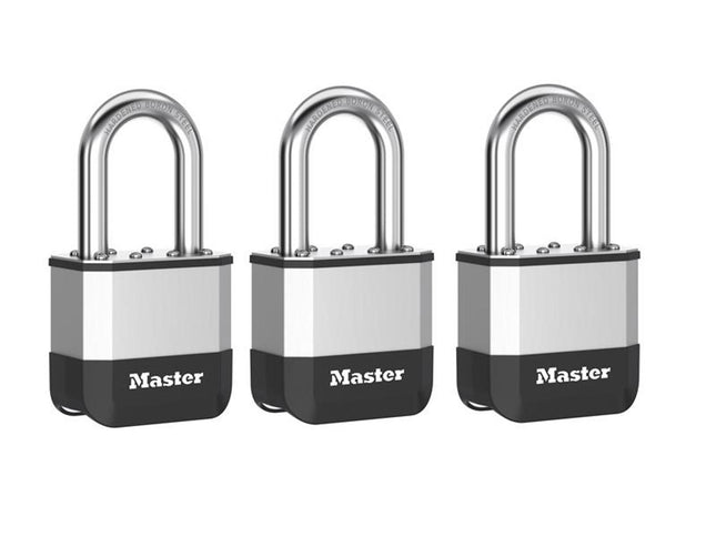 Master Lock Elite Laminated 52Mm Padlock - 38Mm Shackle (Pack Of 3)