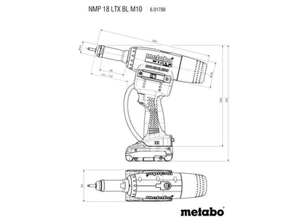 Metabo Nmp 18 Ltx Bl M10 Cordless Rivet Nut Gun 18V Bare Unit