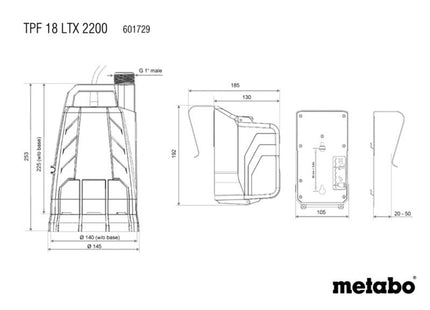 Metabo Tpf 18 Ltx 2200 Submersible Pump 18V Bare Unit