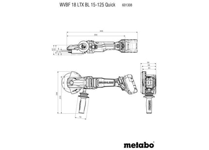 Metabo Wvbf 18 Ltx Bl 15-125 Quick Flat-Head Angle Grinder 18V Bare Unit