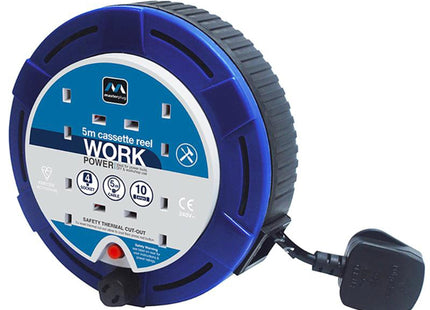 Masterplug Cassette Reel 4 Gang 10A 5M Blue Sct0510/4Bl-Mp