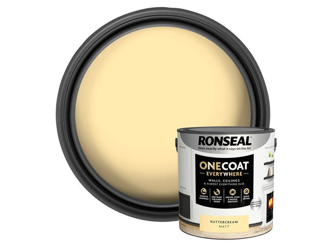 Ronseal One Coat Everywhere Interior Paint Buttercream Matt 2.5 litre