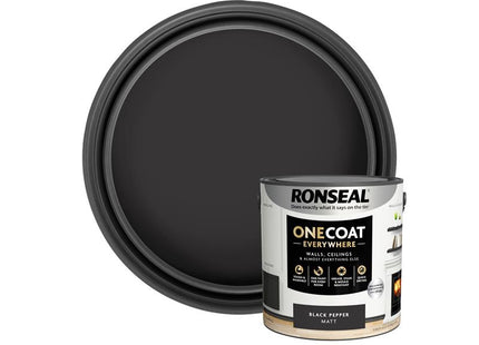 Ronseal One Coat Everywhere Interior Paint Black Pepper Matt 2.5 litre