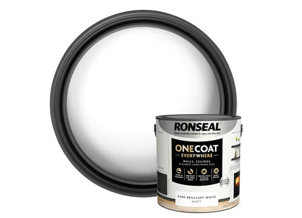 Ronseal One Coat Everywhere Interior Paint Pure Brilliant White Matt 2.5 litre